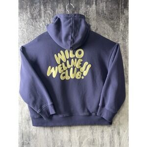 WILO THE LABEL WILO WELLNESS CLUB 'Navy' PULLOVER HOODIE SWEATSHIRT SIZE LARGE
